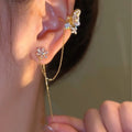 High-end floral clip-on earrings with integrated ear wire
