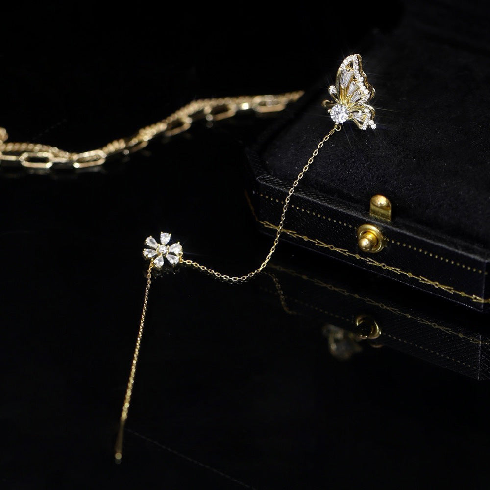 High-end floral clip-on earrings with integrated ear wire
