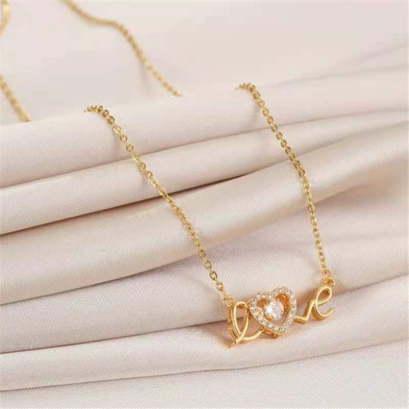 Love Heart Diamond Necklace for Women