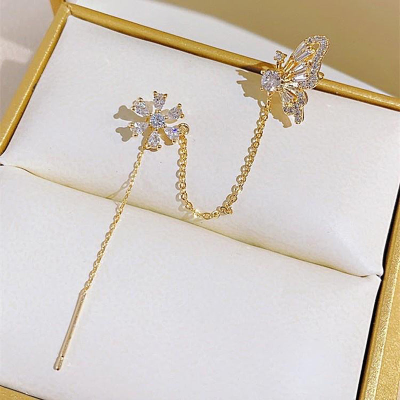 High-end floral clip-on earrings with integrated ear wire