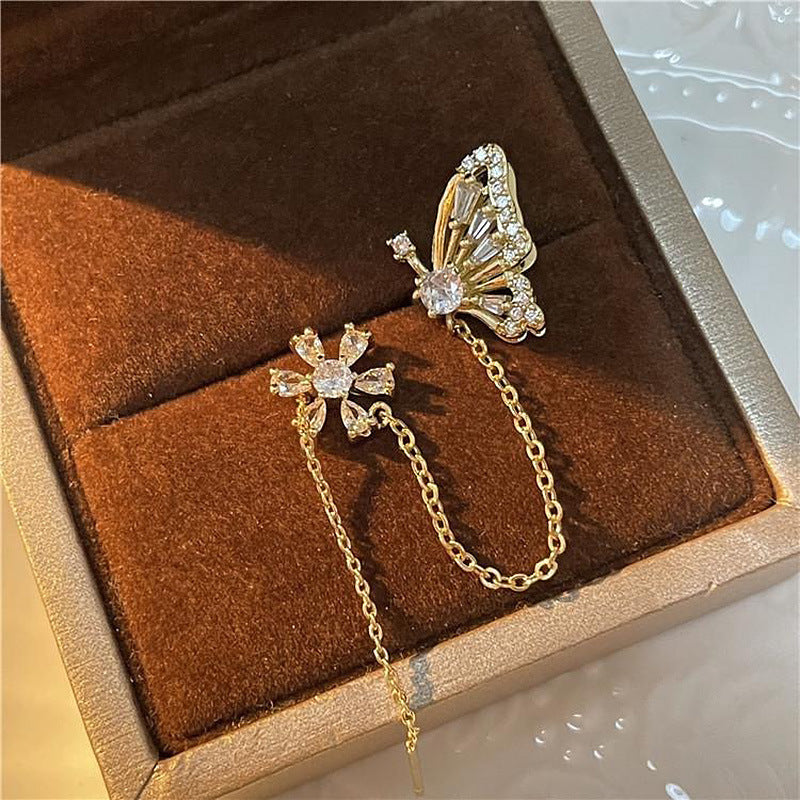 High-end floral clip-on earrings with integrated ear wire